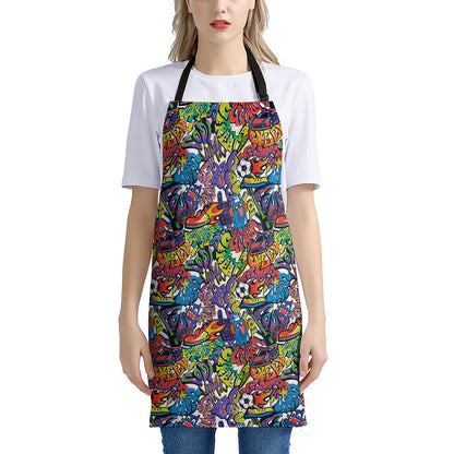 Funky Graffiti Pattern Print Apron