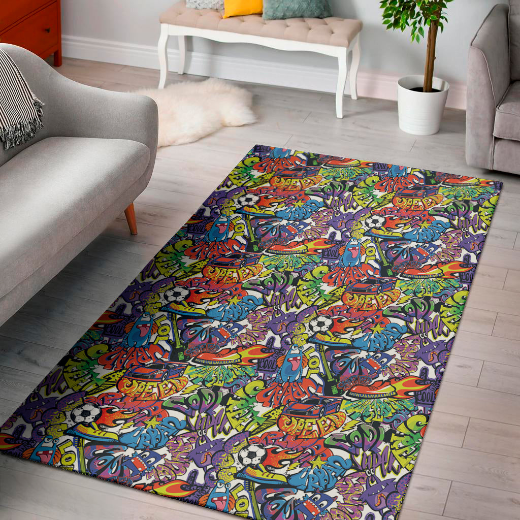 Funky Graffiti Pattern Print Area Rug