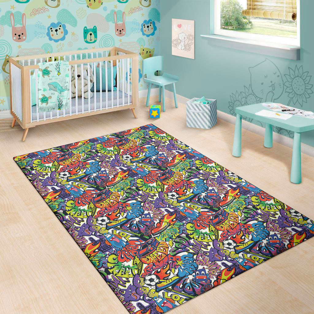 Funky Graffiti Pattern Print Area Rug