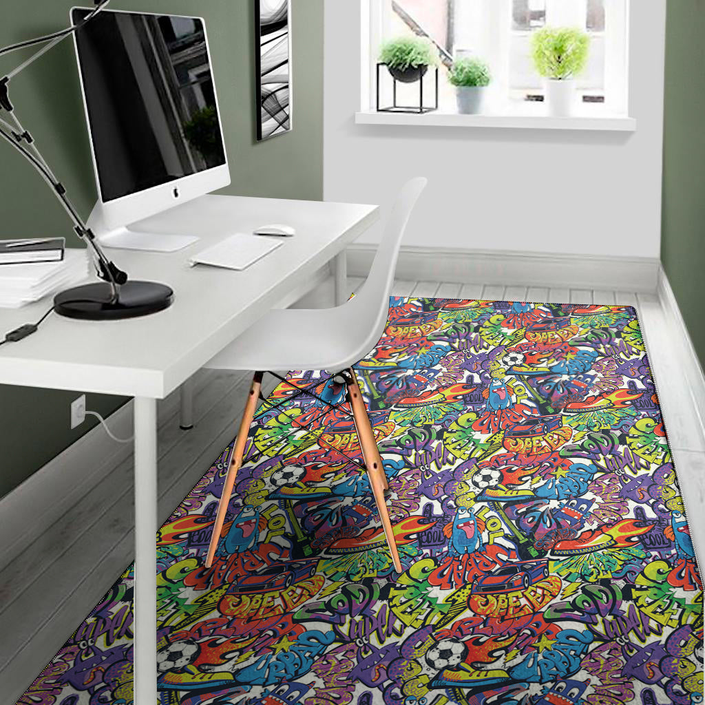 Funky Graffiti Pattern Print Area Rug