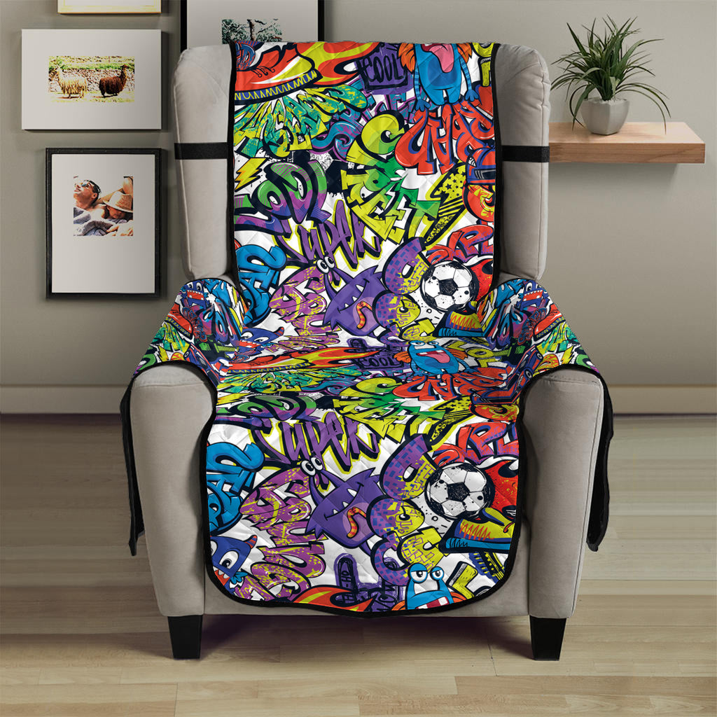 Funky Graffiti Pattern Print Armchair Protector