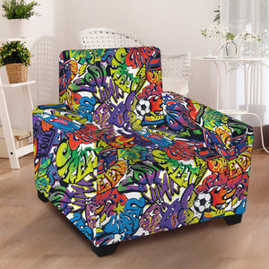 Funky Graffiti Pattern Print Armchair Slipcover