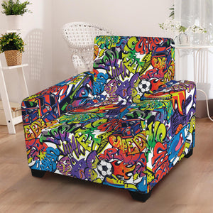 Funky Graffiti Pattern Print Armchair Slipcover