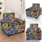 Funky Graffiti Pattern Print Armchair Slipcover