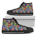 Funky Graffiti Pattern Print Black High Top Sneakers