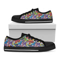 Funky Graffiti Pattern Print Black Low Top Sneakers