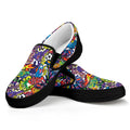 Funky Graffiti Pattern Print Black Slip On Sneakers