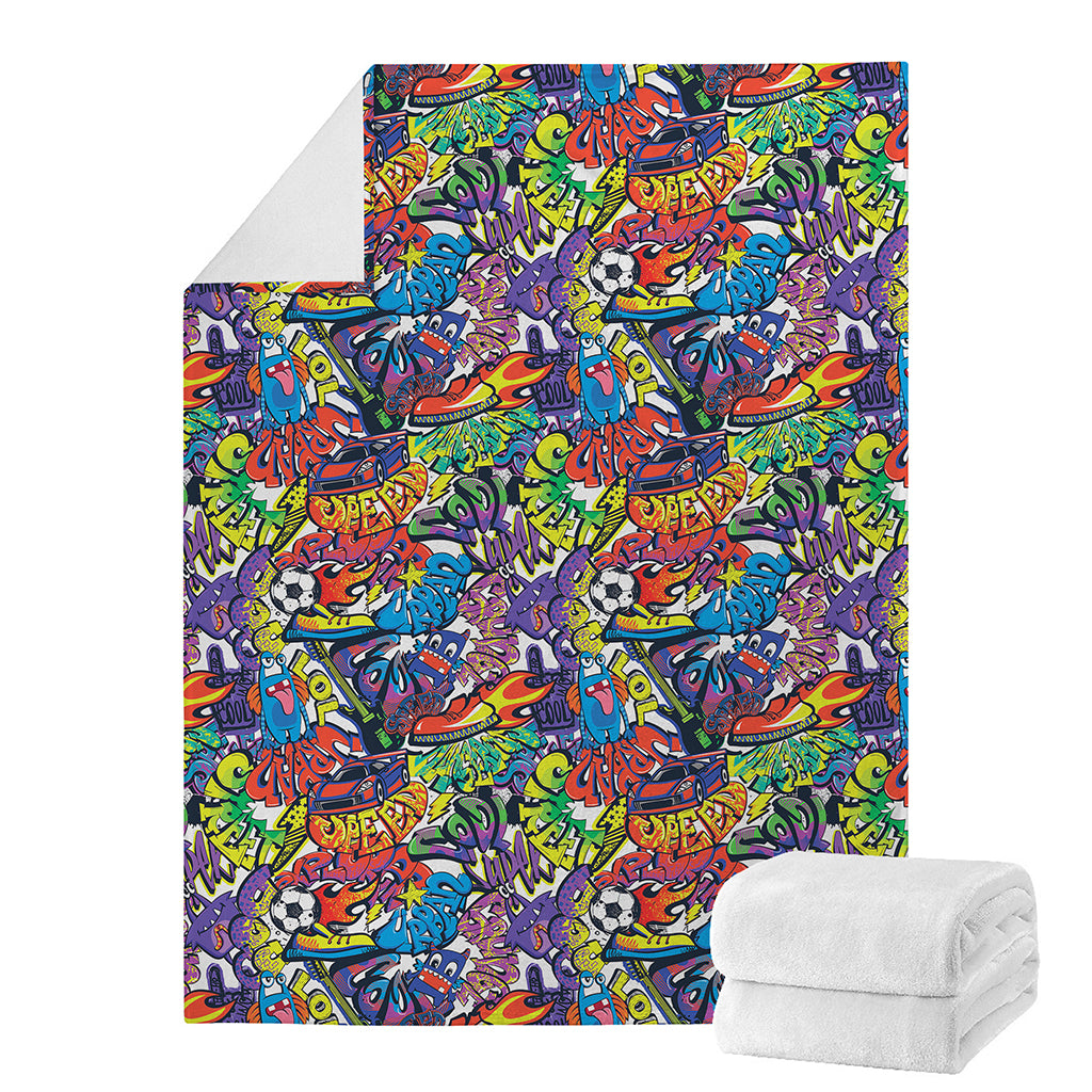 Funky Graffiti Pattern Print Blanket