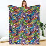 Funky Graffiti Pattern Print Blanket