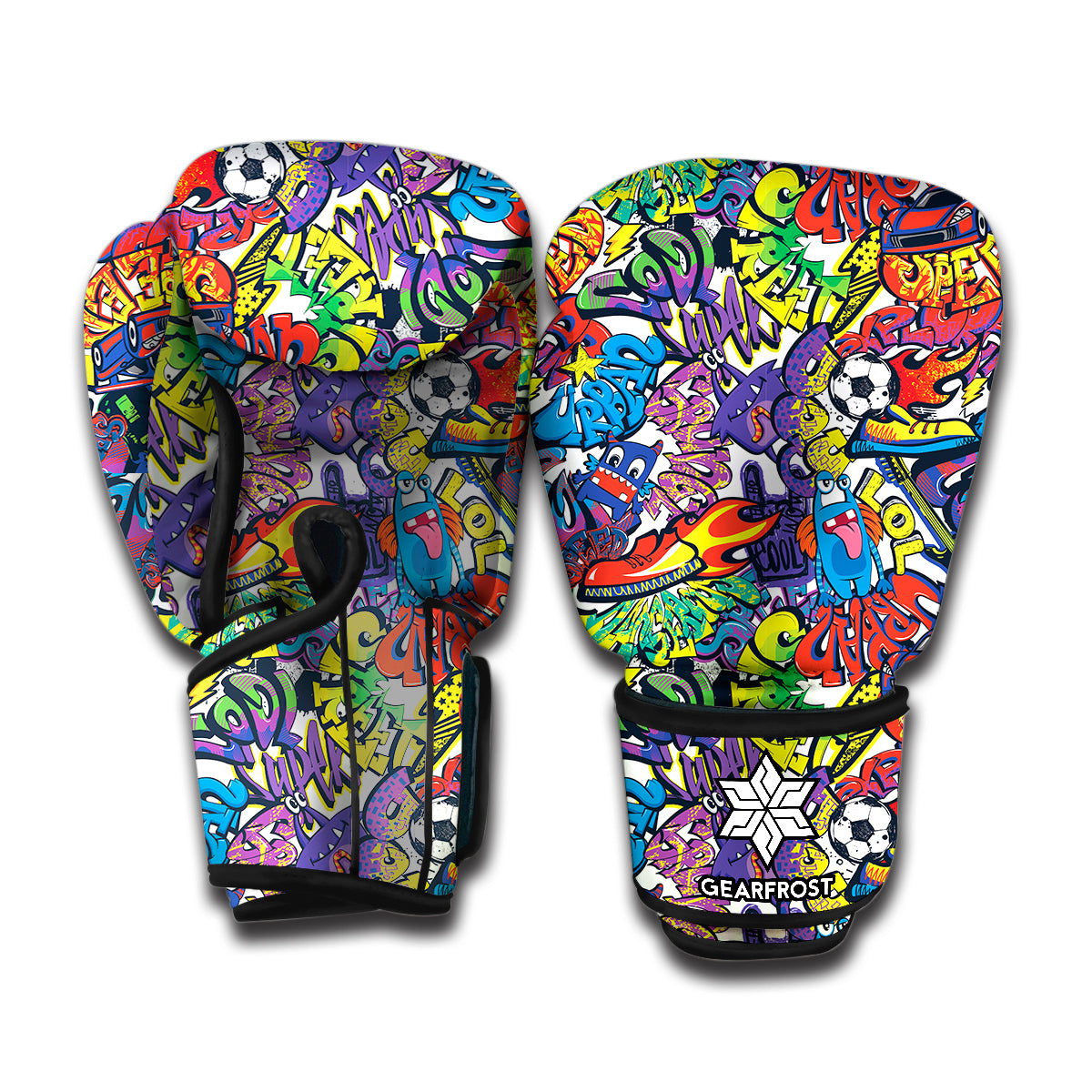 Funky Graffiti Pattern Print Boxing Gloves