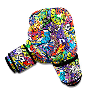 Funky Graffiti Pattern Print Boxing Gloves