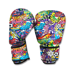 Funky Graffiti Pattern Print Boxing Gloves