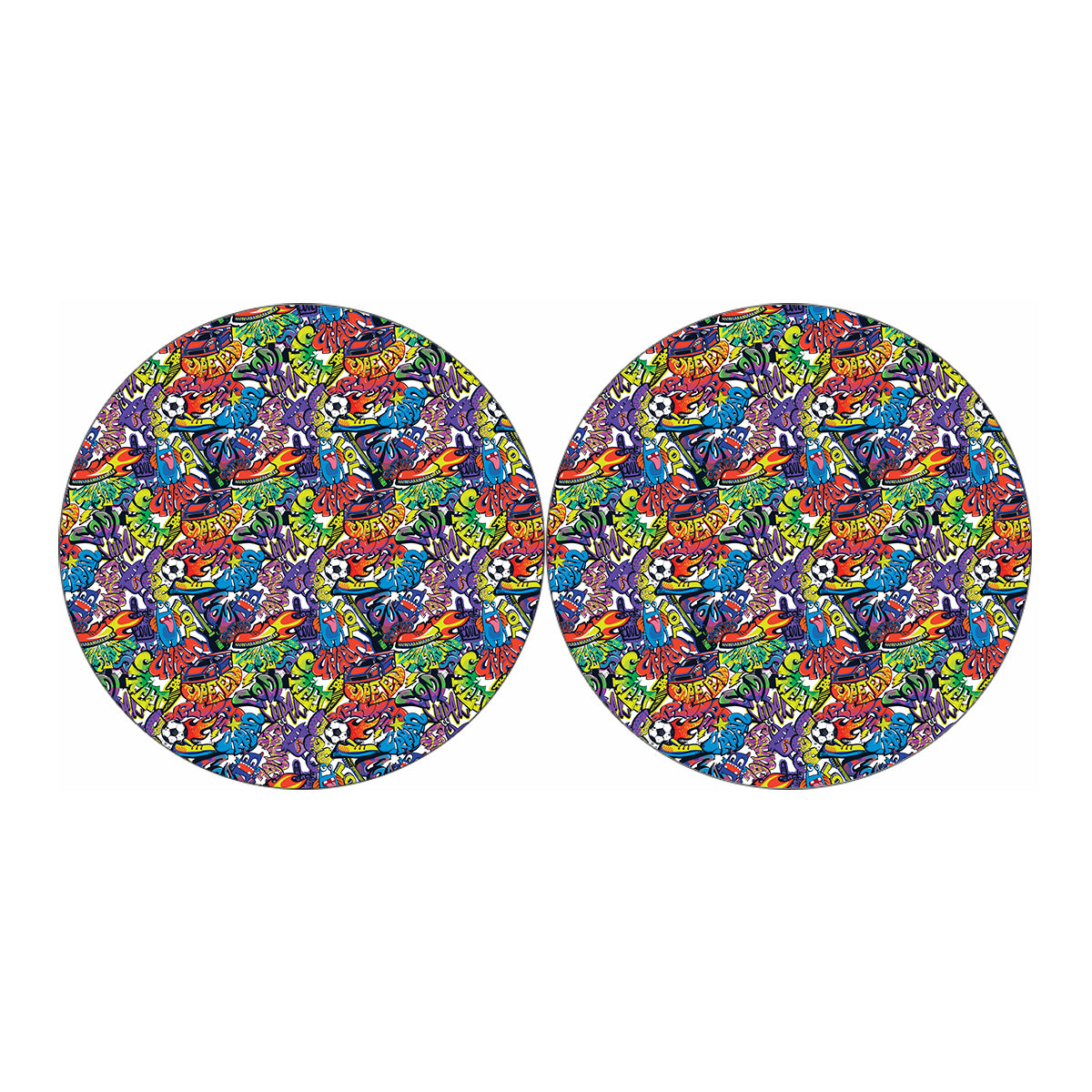 Funky Graffiti Pattern Print Car Coasters