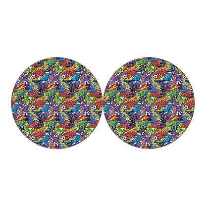 Funky Graffiti Pattern Print Car Coasters