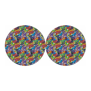 Funky Graffiti Pattern Print Car Coasters