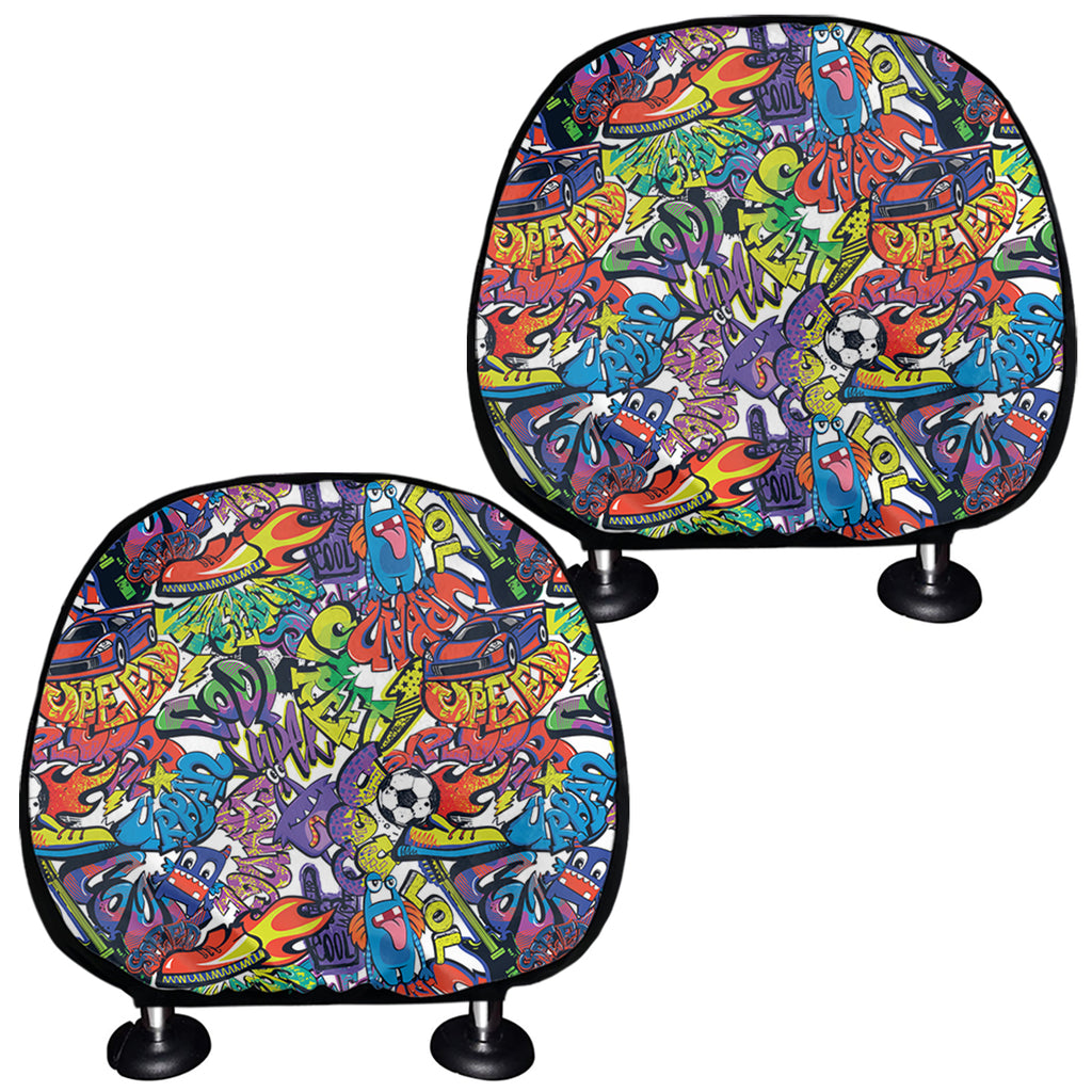 Funky Graffiti Pattern Print Car Headrest Covers