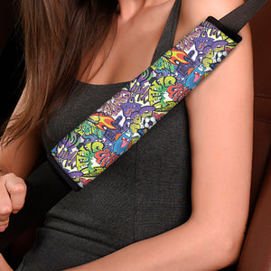 Funky Graffiti Pattern Print Car Seat Belt Covers