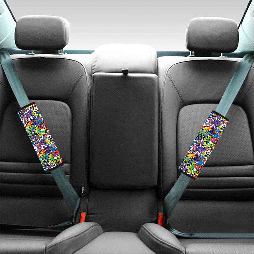 Funky Graffiti Pattern Print Car Seat Belt Covers