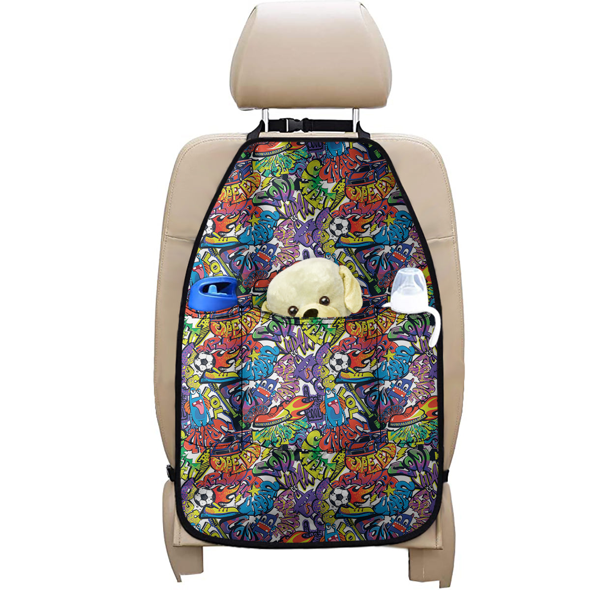 Funky Graffiti Pattern Print Car Seat Organizers