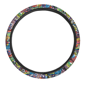 Funky Graffiti Pattern Print Car Steering Wheel Cover