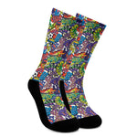 Funky Graffiti Pattern Print Crew Socks