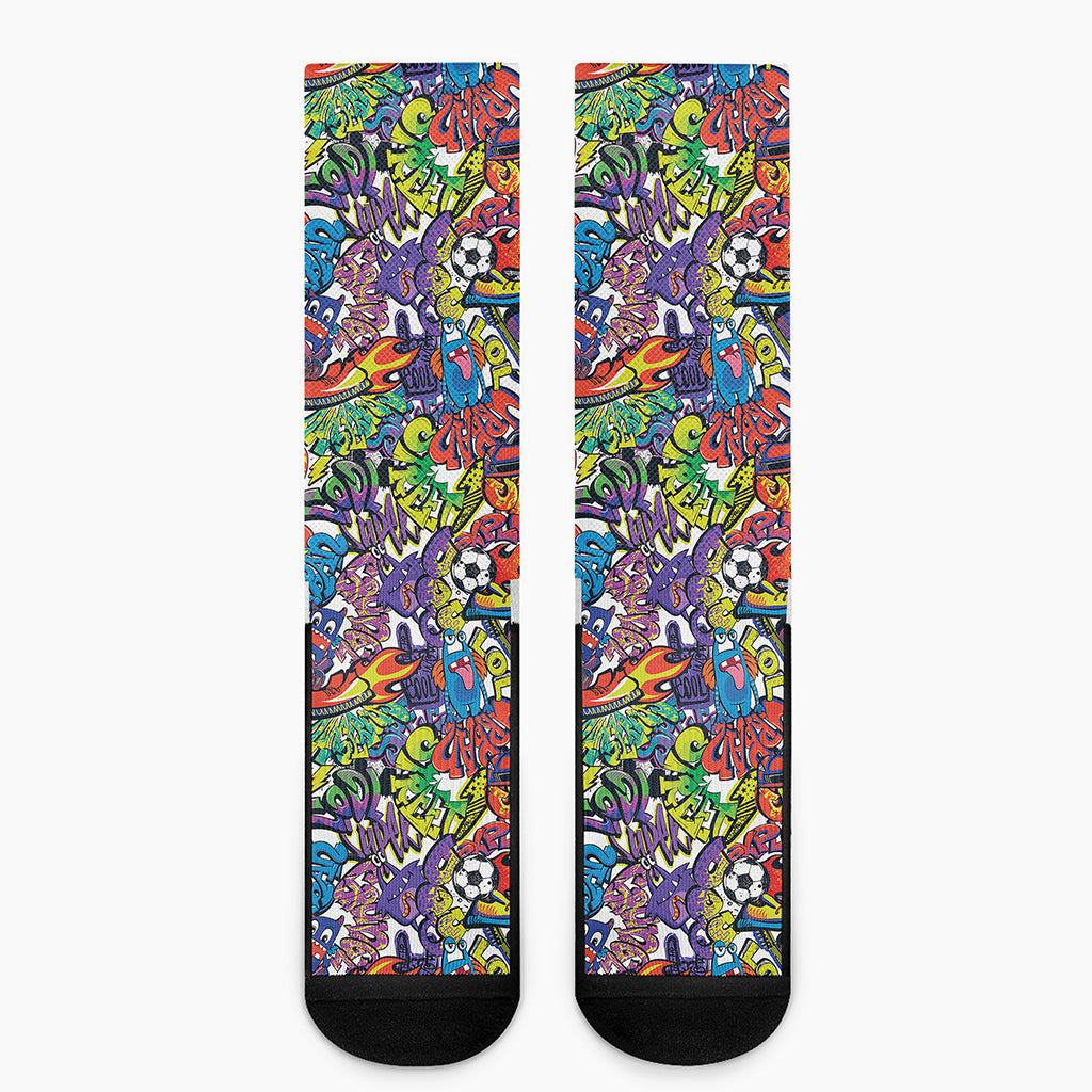 Funky Graffiti Pattern Print Crew Socks