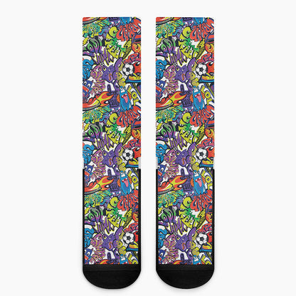 Funky Graffiti Pattern Print Crew Socks