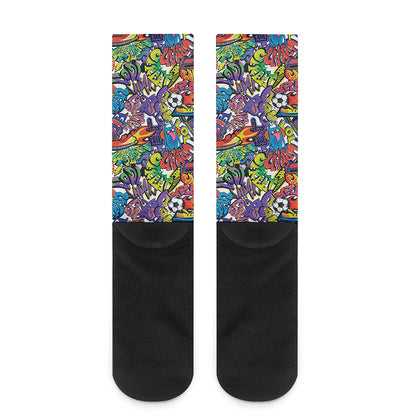Funky Graffiti Pattern Print Crew Socks