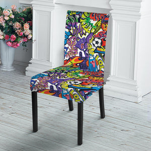 Funky Graffiti Pattern Print Dining Chair Slipcover