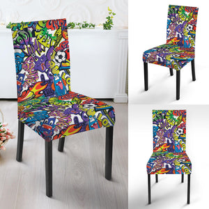 Funky Graffiti Pattern Print Dining Chair Slipcover