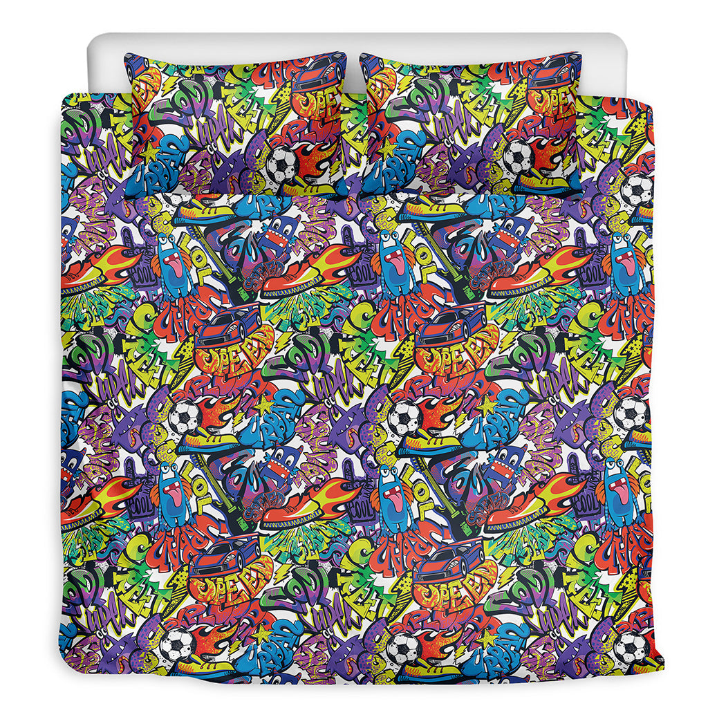 Funky Graffiti Pattern Print Duvet Cover Bedding Set