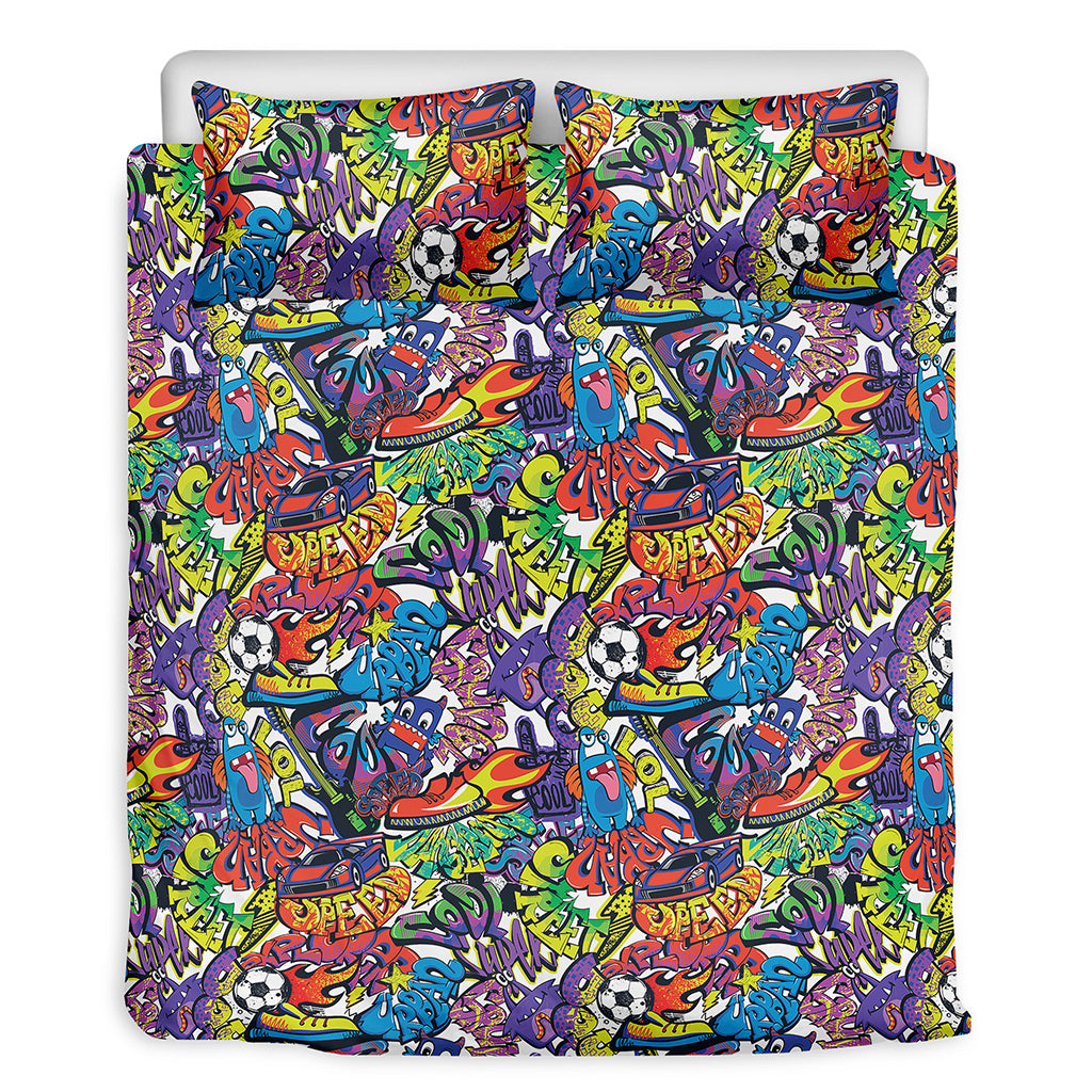 Funky Graffiti Pattern Print Duvet Cover Bedding Set