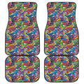 Funky Graffiti Pattern Print Front and Back Car Floor Mats