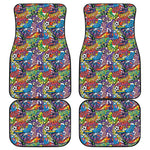 Funky Graffiti Pattern Print Front and Back Car Floor Mats