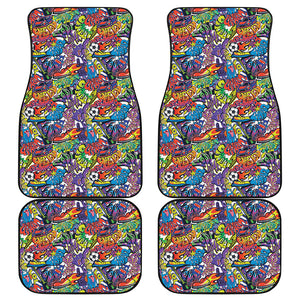 Funky Graffiti Pattern Print Front and Back Car Floor Mats