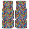 Funky Graffiti Pattern Print Front and Back Car Floor Mats