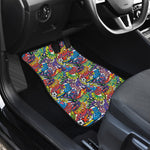 Funky Graffiti Pattern Print Front and Back Car Floor Mats