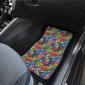 Funky Graffiti Pattern Print Front and Back Car Floor Mats