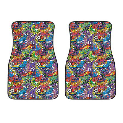 Funky Graffiti Pattern Print Front Car Floor Mats