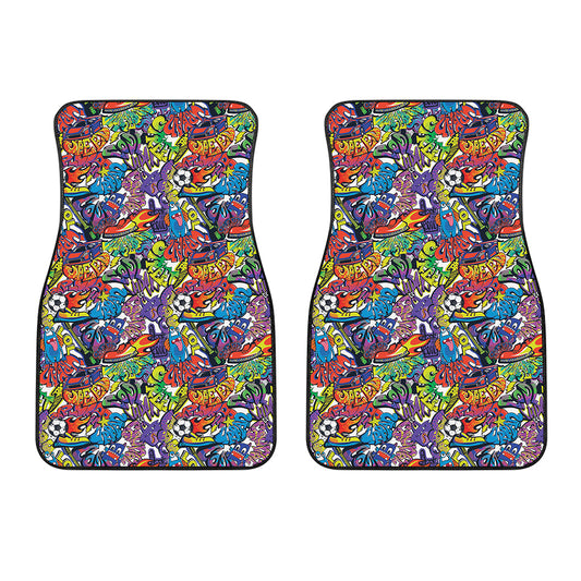 Funky Graffiti Pattern Print Front Car Floor Mats