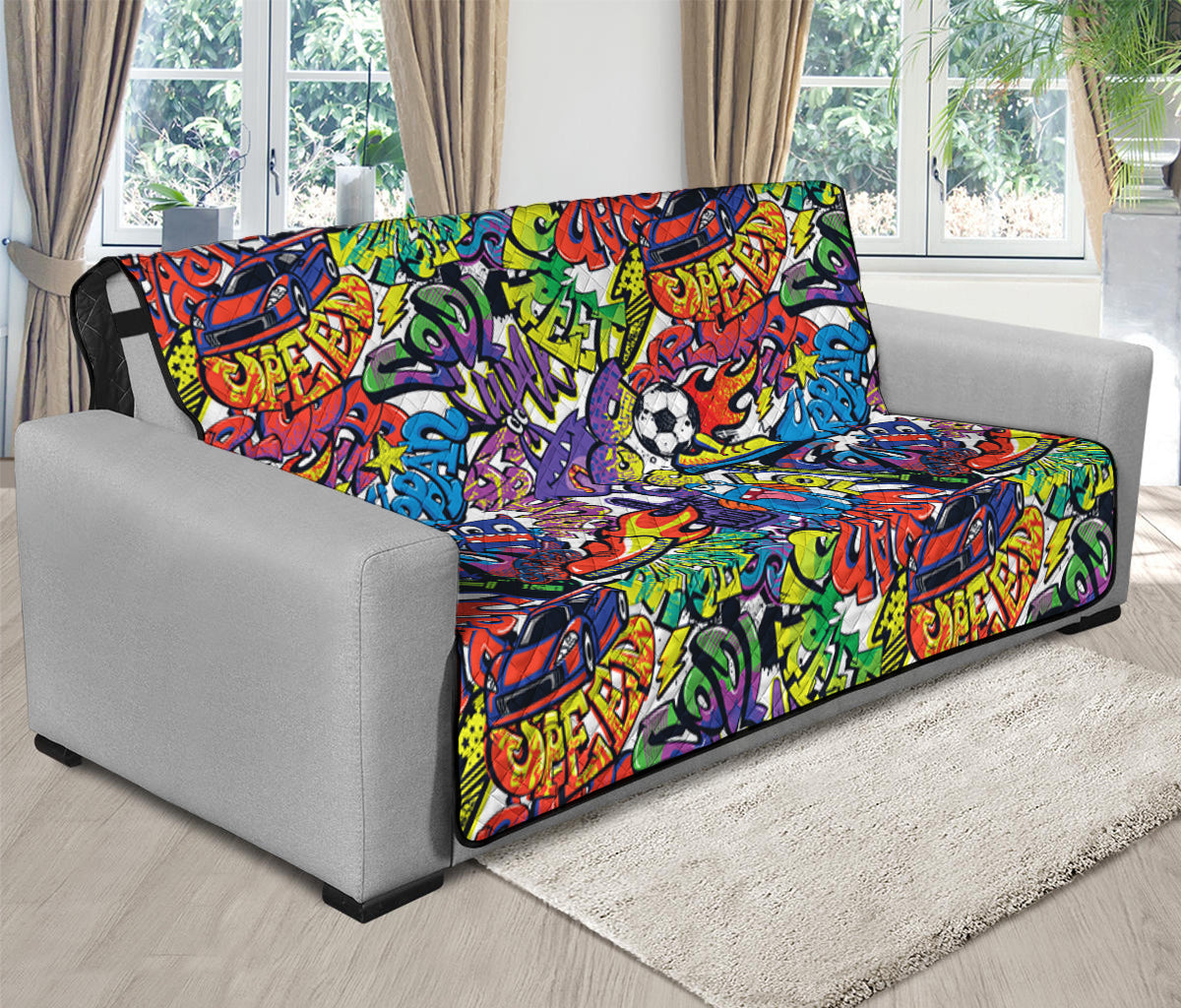 Funky Graffiti Pattern Print Futon Protector