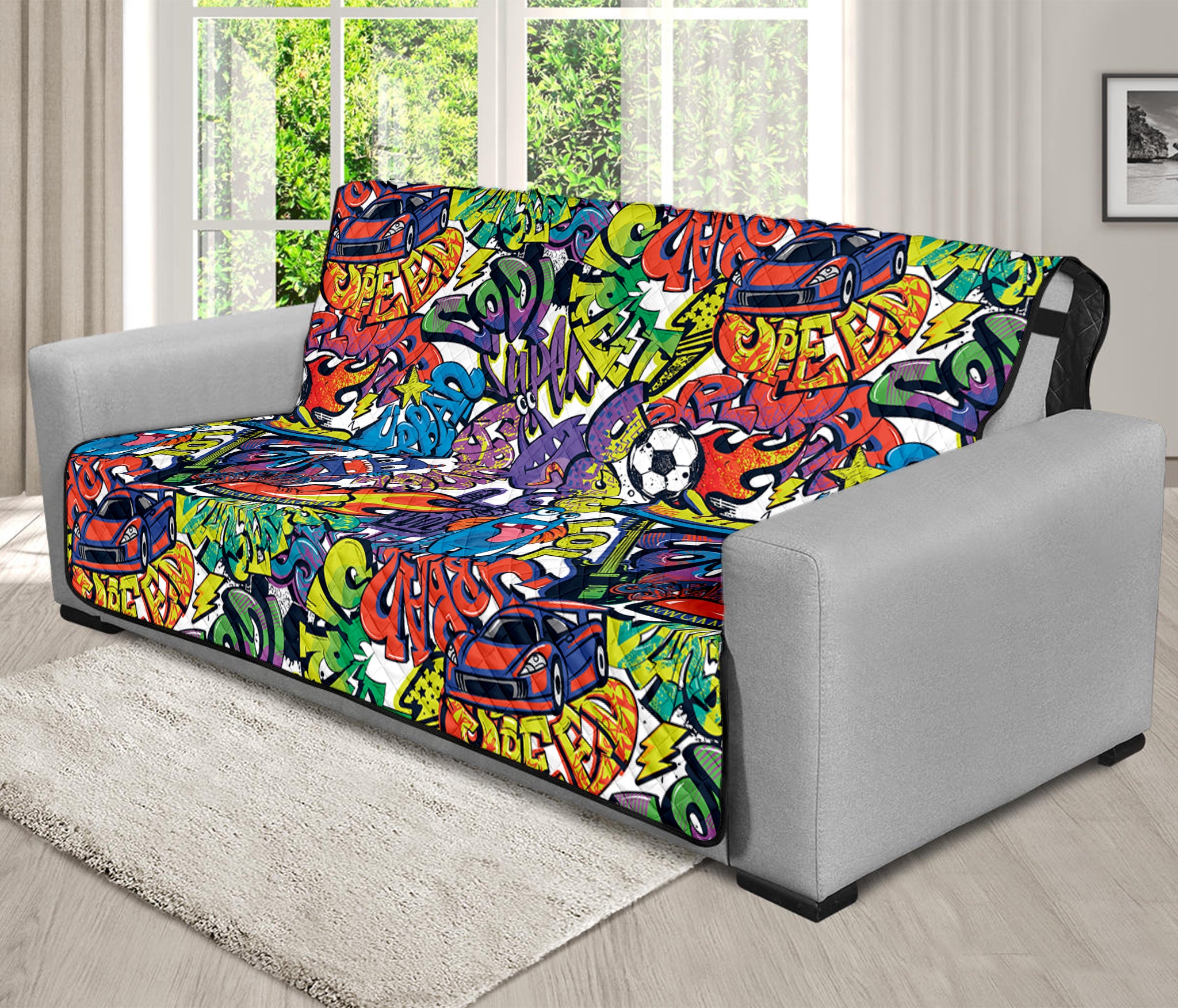 Funky Graffiti Pattern Print Futon Protector