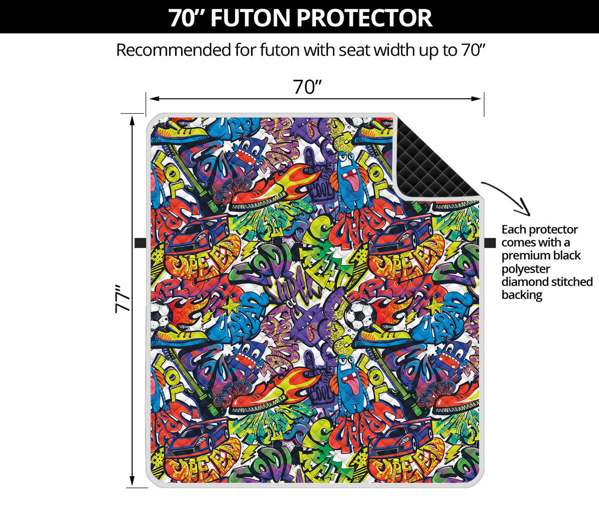 Funky Graffiti Pattern Print Futon Protector