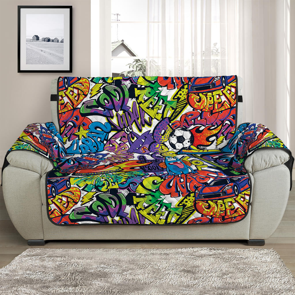 Funky Graffiti Pattern Print Half Sofa Protector