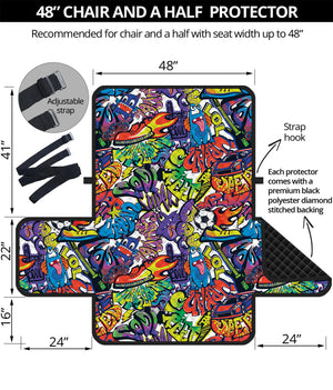 Funky Graffiti Pattern Print Half Sofa Protector