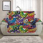 Funky Graffiti Pattern Print Half Sofa Protector