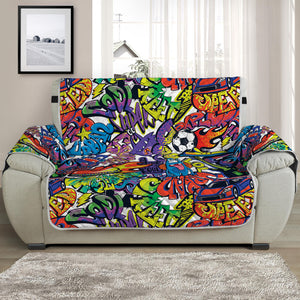 Funky Graffiti Pattern Print Half Sofa Protector