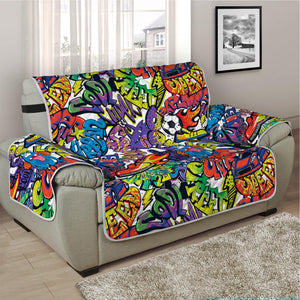 Funky Graffiti Pattern Print Half Sofa Protector