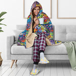 Funky Graffiti Pattern Print Hooded Blanket