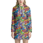 Funky Graffiti Pattern Print Hoodie Dress